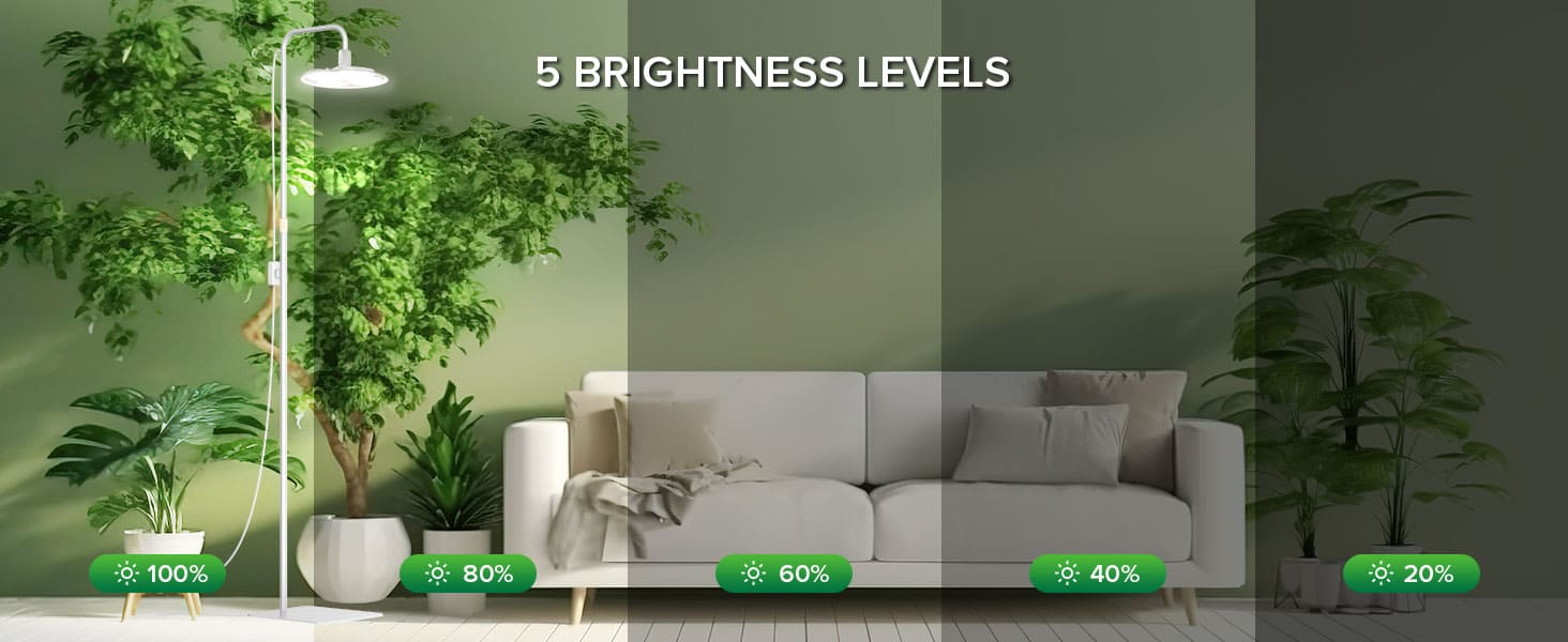 SANSI Tall Standing Grow Light with 5 brightness levels.