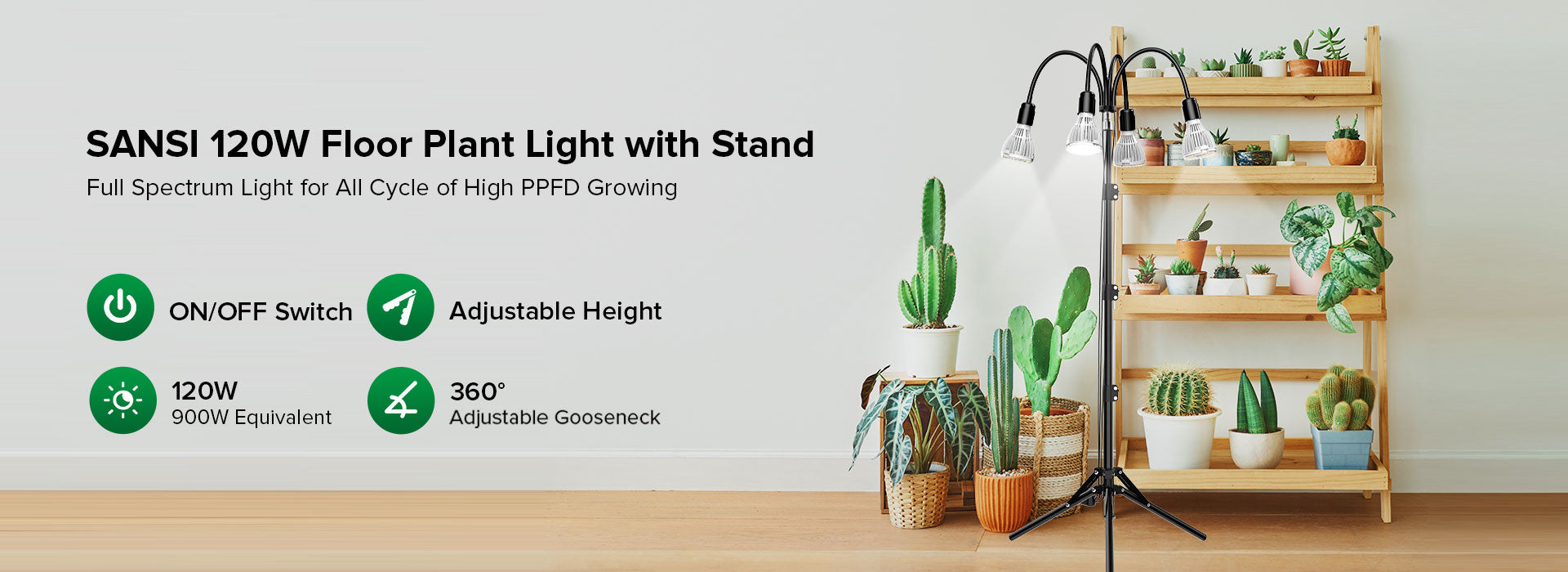 SANSl Plant Grow Light with Stand, Full Spectrum Light for All Cycle of Plant Growth.