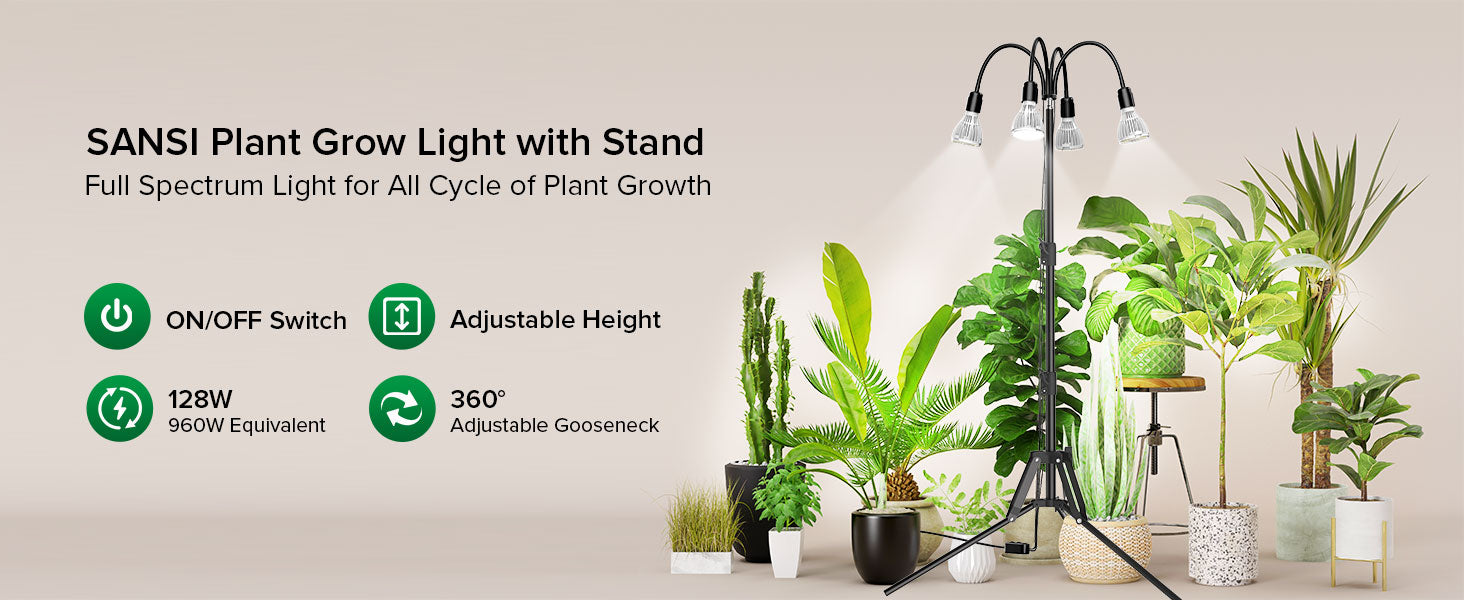 SANSl Plant Grow Light with Stand, Full Spectrum Light for All Cycle of Plant Growth.