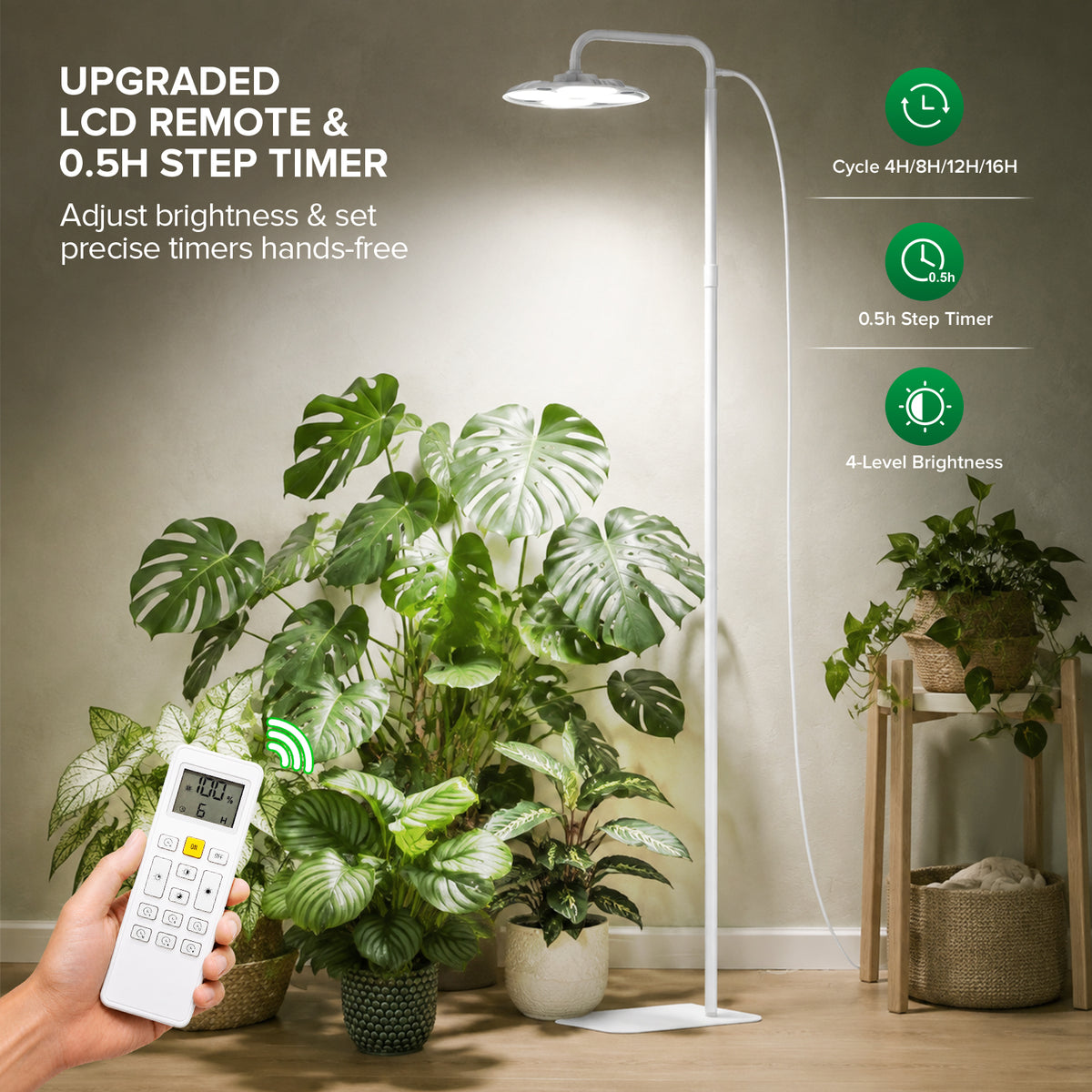 SANSI 100W Tall Standing Grow Light With Remote Control (US/CA ONLY)