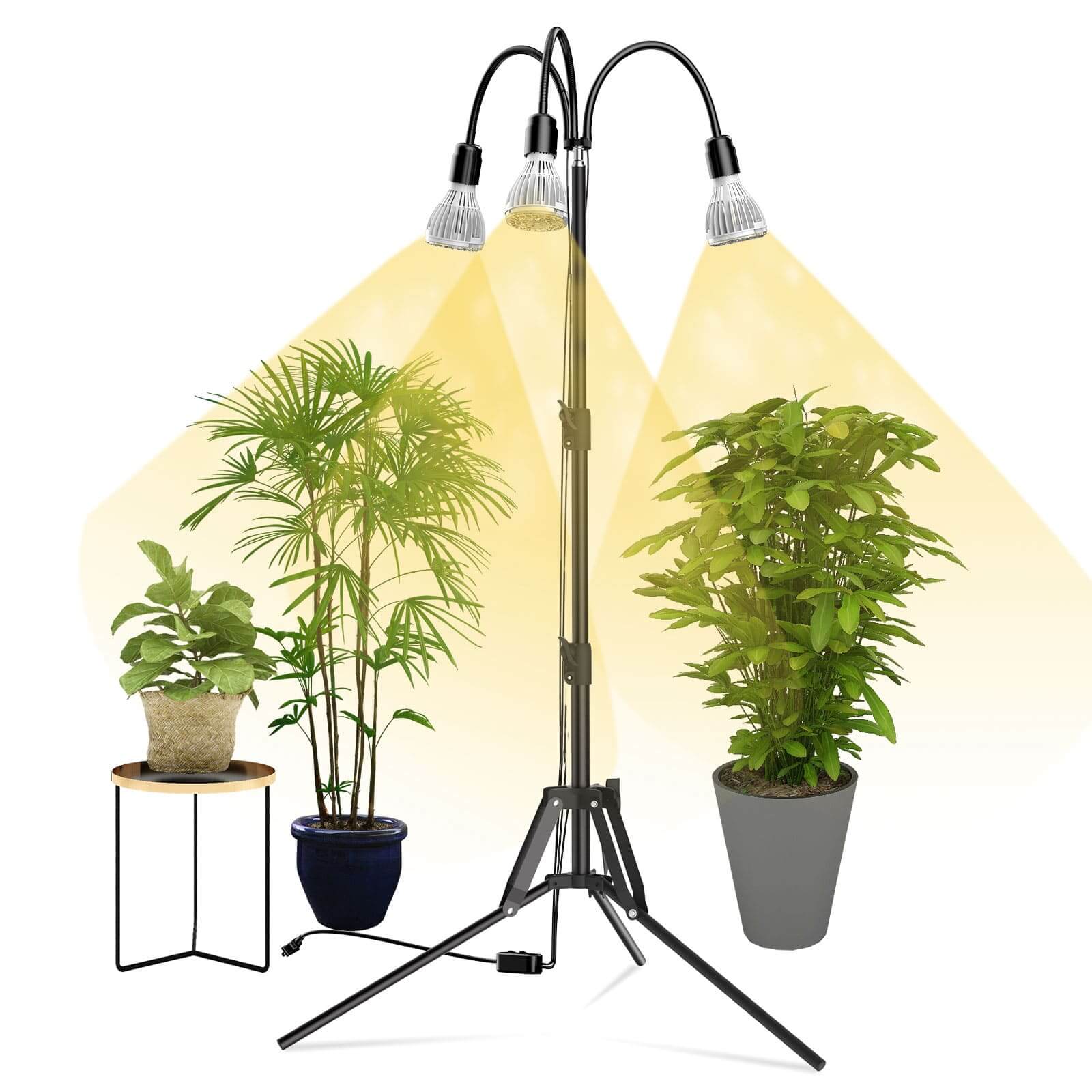Upgraded 96W Multi-head Grow Light with Adjustable Tripod Stand.