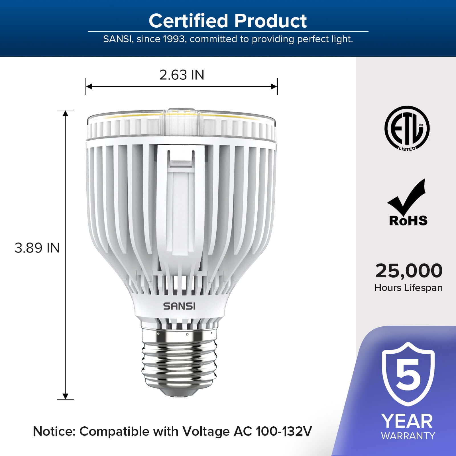 Lampadina LED A19 40W 3000K/5000K (SOLO USA)