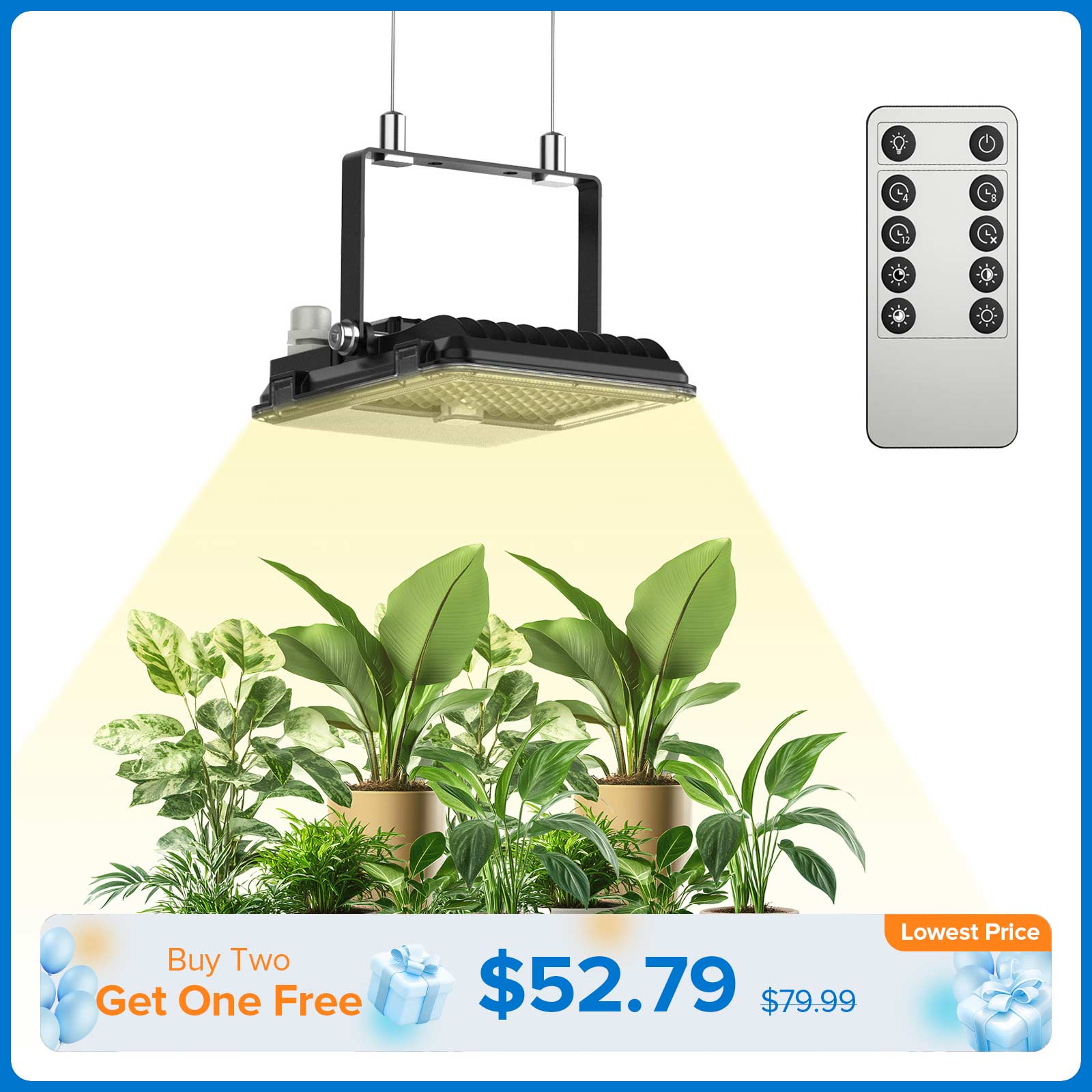 SANSI 45W Panel LED Grow Light | Remote Control (US/EU ONLY)