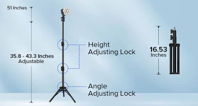 height adjustment range of 35.8 to 51 inches