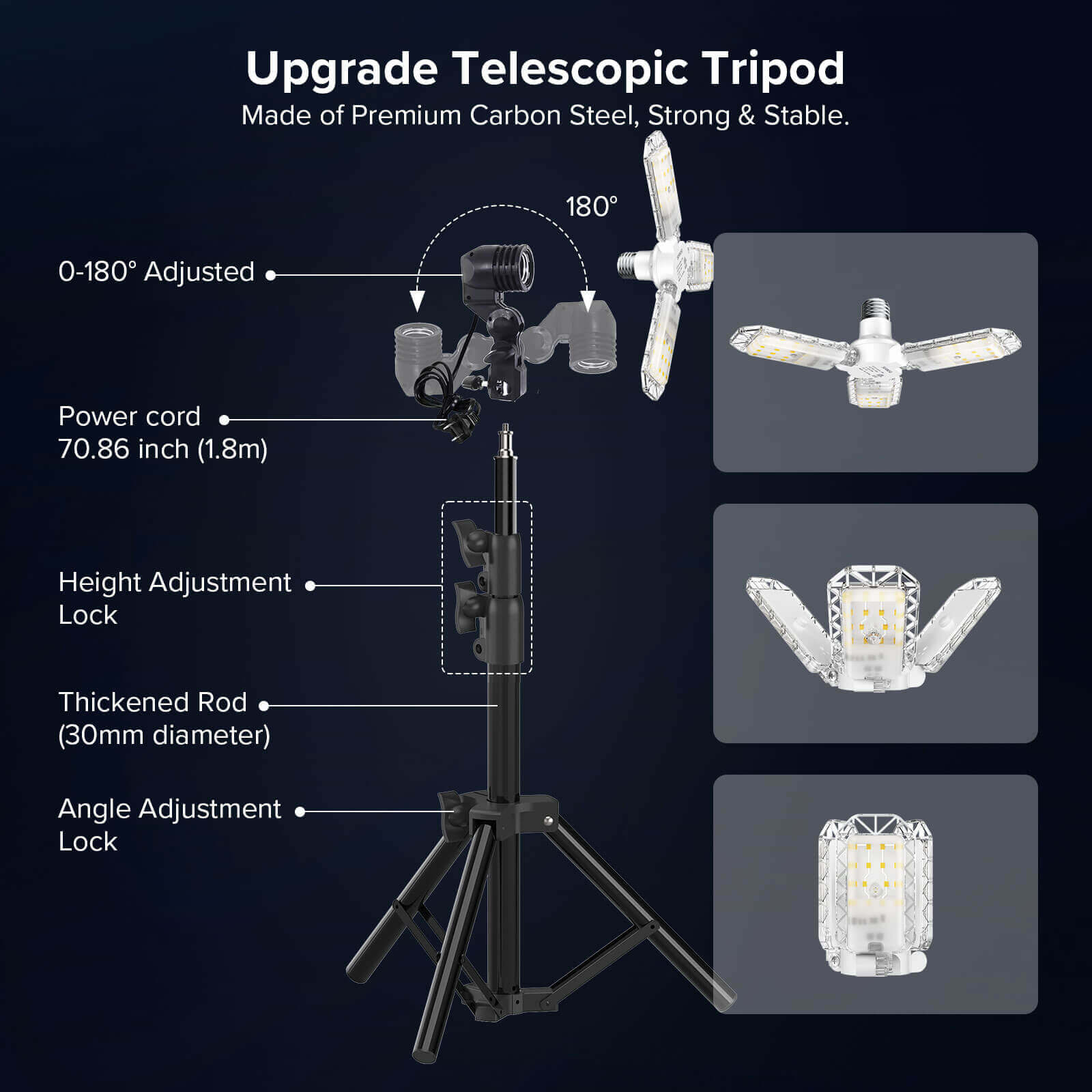 the tripod made of premium carbon steel