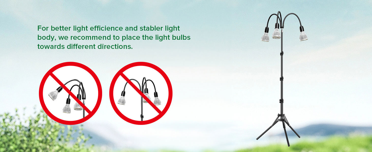 we recommend to place the light bulbs towards different directions