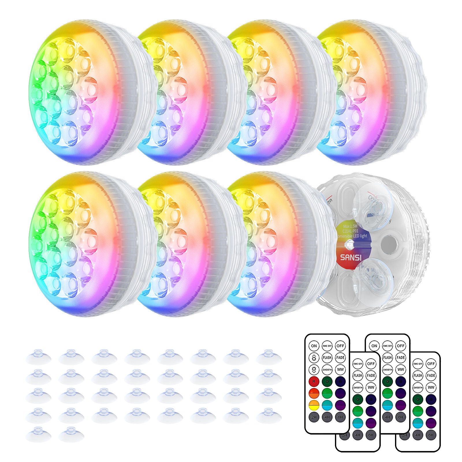 RGB LED Submersible Pool Light (US ONLY)(8-pack)