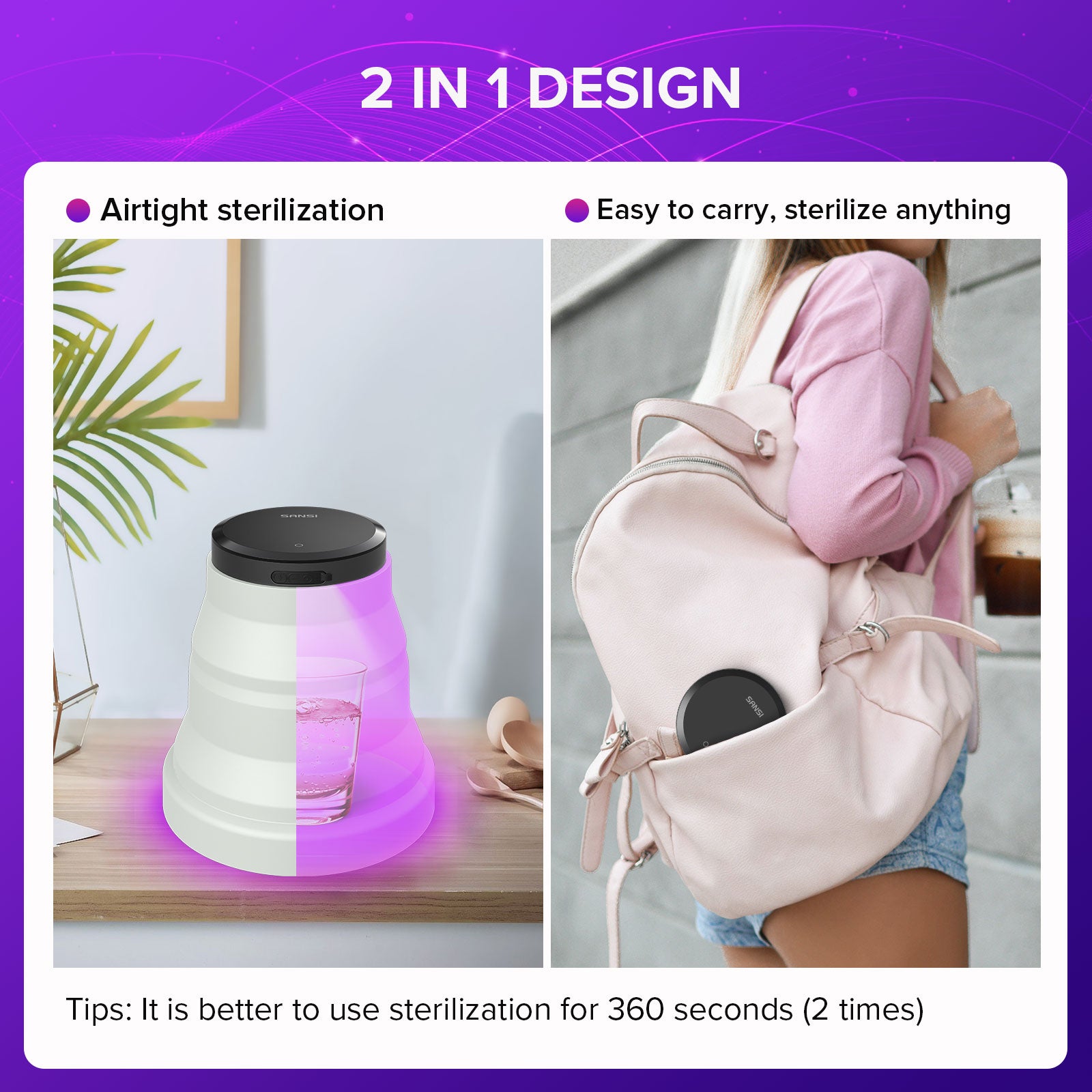 Portable UV Hand Light, airtight sterilization, easy to carry