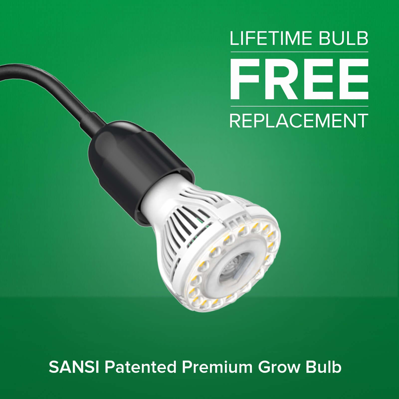 SANSI provides lifetime Free bulb replacement for 40W Adjustable 4-Head Clip-on LED Grow Light.