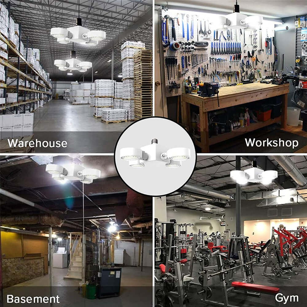 30W LED Garage Light (Folding Wings) has wide application,warehouse、workshop、basement and gym.