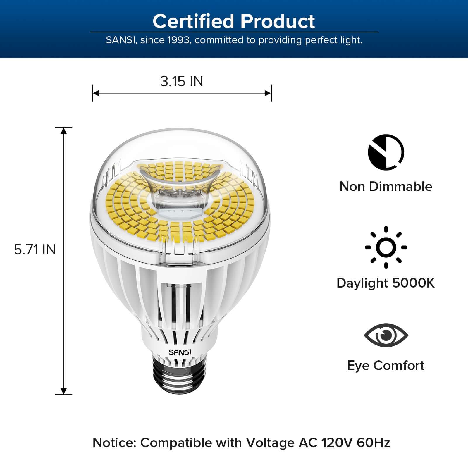 A21 36W LED Light Bulb‘s size dimension.