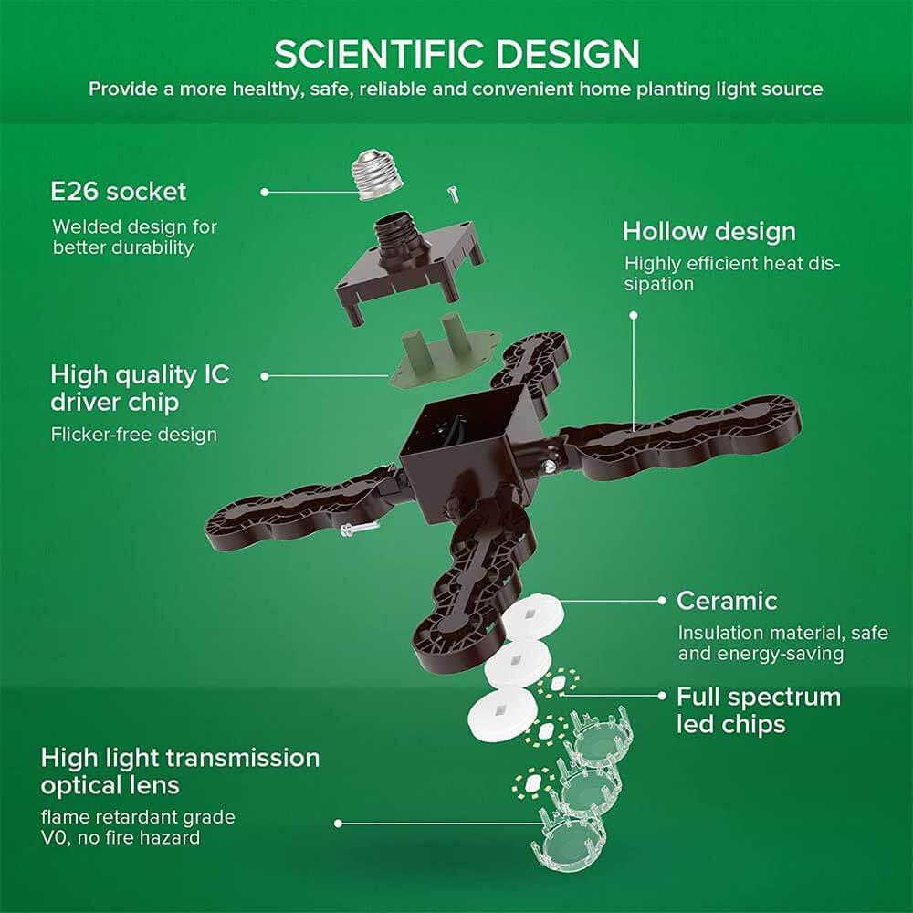 60W grow lamps for indoor plants with hollow design, high quality IC driver chip, full spectrum led chips and high light transmission optical lens