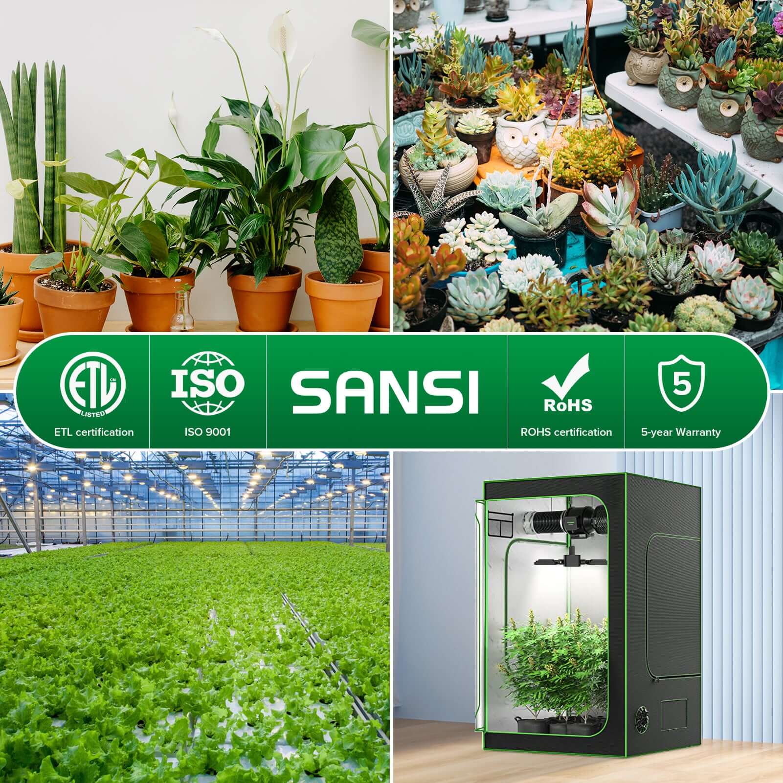 30W Panel LED Grow Light (US ONLY) has ETL、ISO 9001 and ROHS certification.