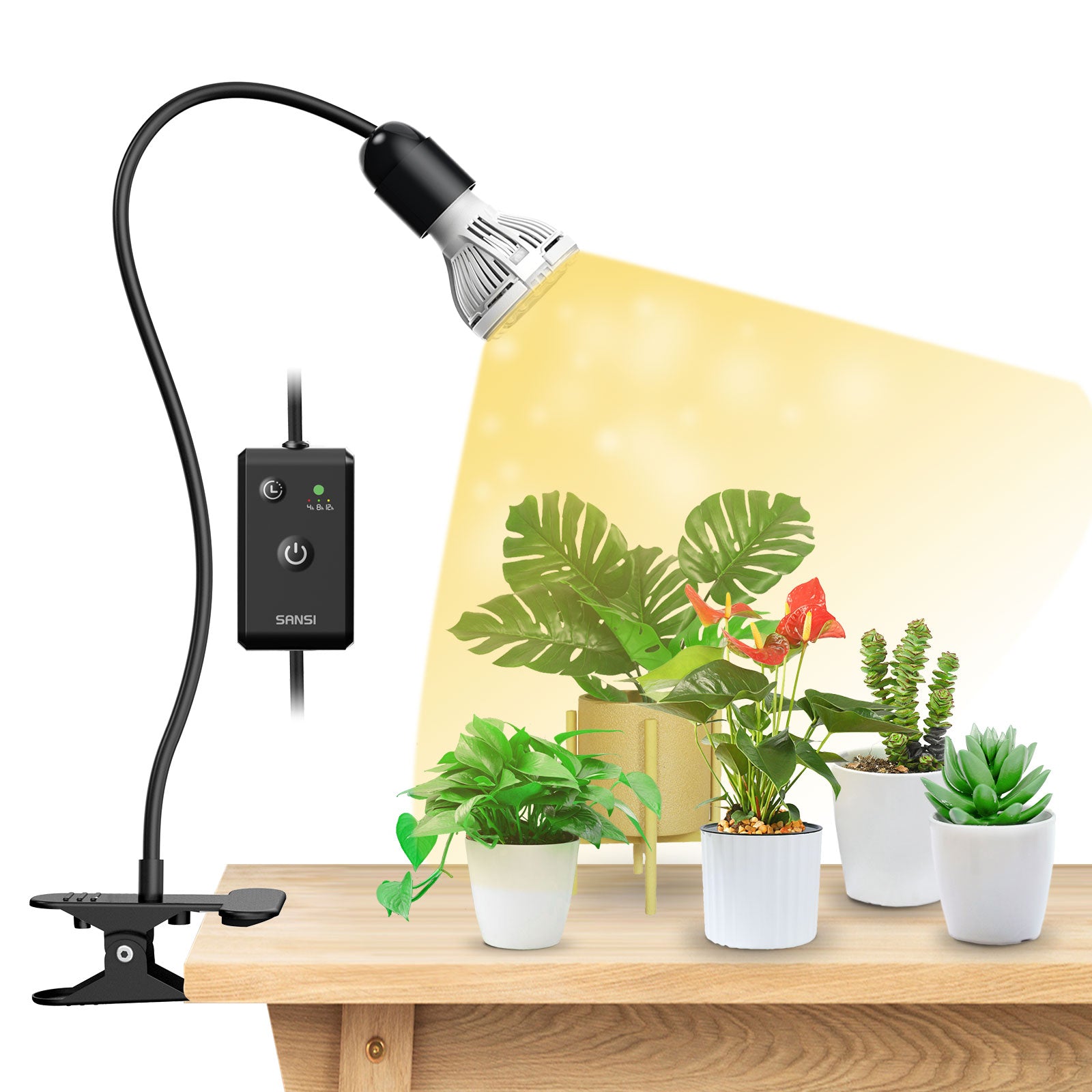 10W Adjustable 1-Head Clip-on Grow Light With Timer