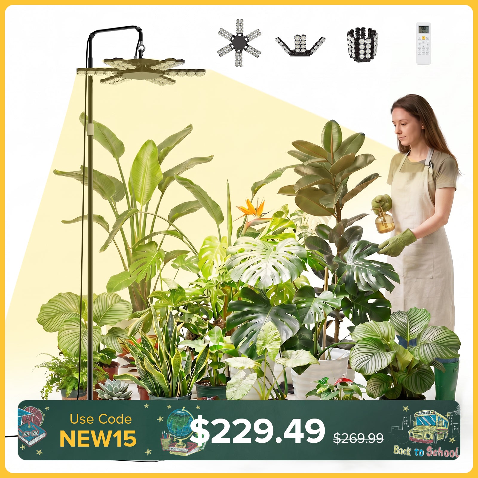 SANSI 240W Folding Wings LED Standing Grow Light with Remote Control (US ONLY)