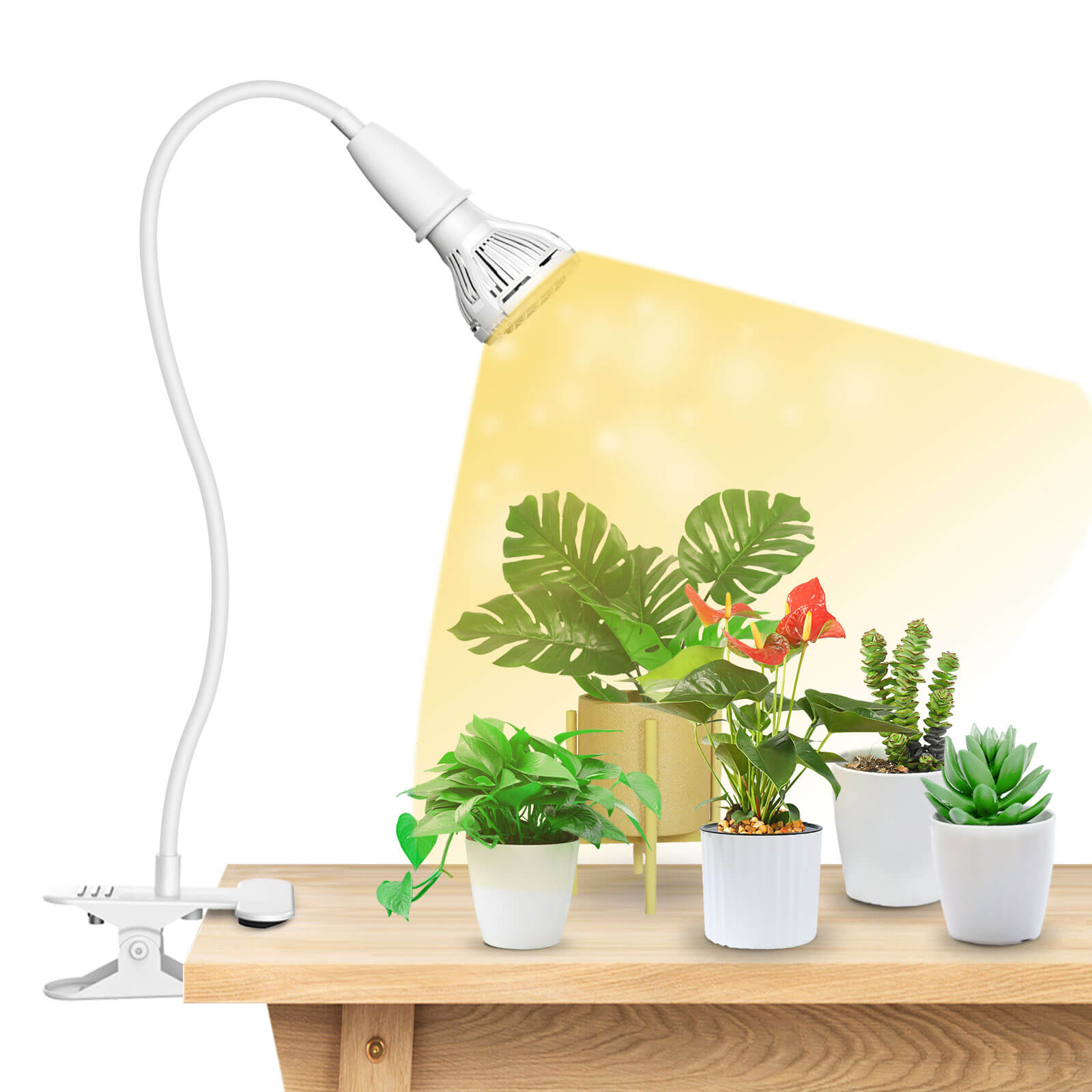 10W Adjustable 1-Head Clip-on LED Grow Light (US/CA ONLY), white model.