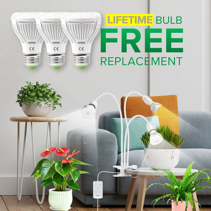 30 W verstellbare 3-Kopf-Clip-on-LED-Wachstumslampe mit Timer/ohne Timer