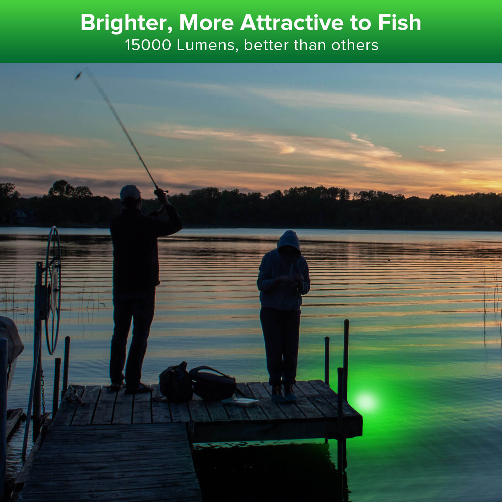 Underwater Fishing Light, Fish Attractor is 15000 lumens, better than others