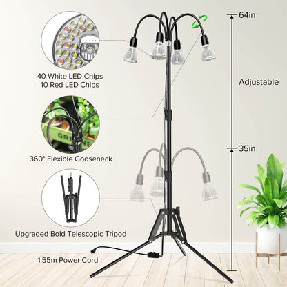 96 W/128 W Pflanzenlampe mit verstellbarem Stativständer (NUR USA)