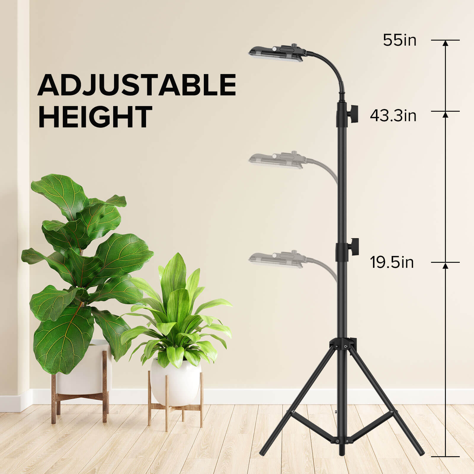30W LED Grow Light With Tripod Stand，height adjustable.