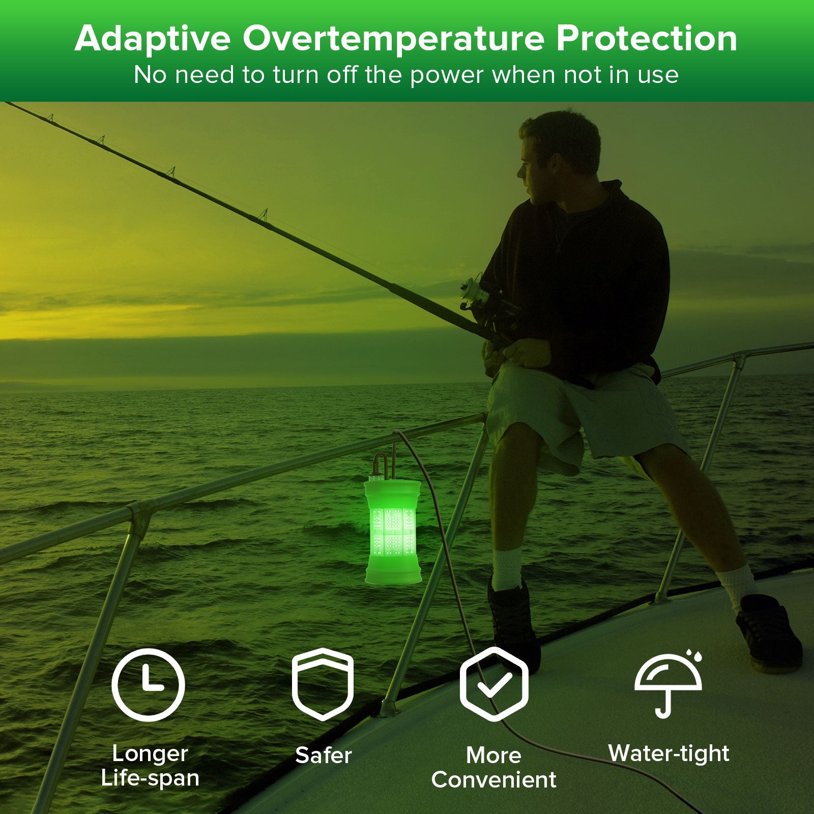 SANSI 200W LED Underwater Green Fishing Light (US ONLY)