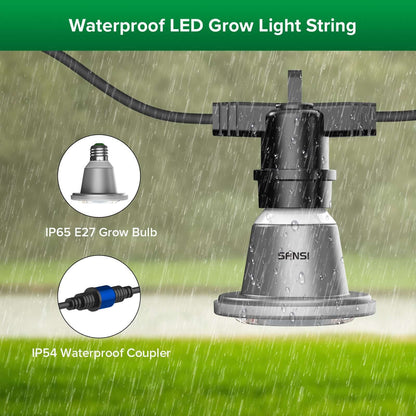 SANSI Plant Lamp LED Full Spectrum for Indoor Plants, IP54 Waterproof Plant Light Fairy Lights with 6 Pieces E27 12 W Grow Lamp Bulbs for Greenhouse, Seedling, Flowers, Vegetables (6.7 Metres)