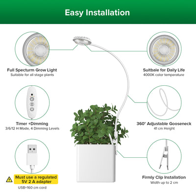 SANSI 4,5W LED-Pflanzenlampe mit Topfclip (NUR EU/GB)