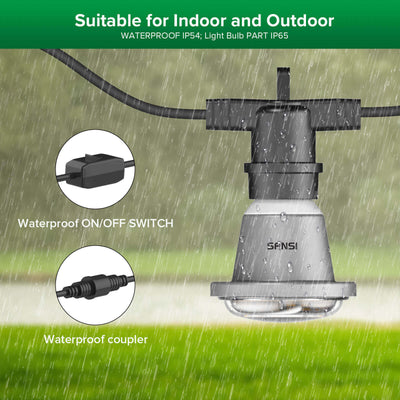 Hanging Grow Light String is suitable for indoor and outdoor，WATERPROOF IP54; Light Bulb PART IP65.
