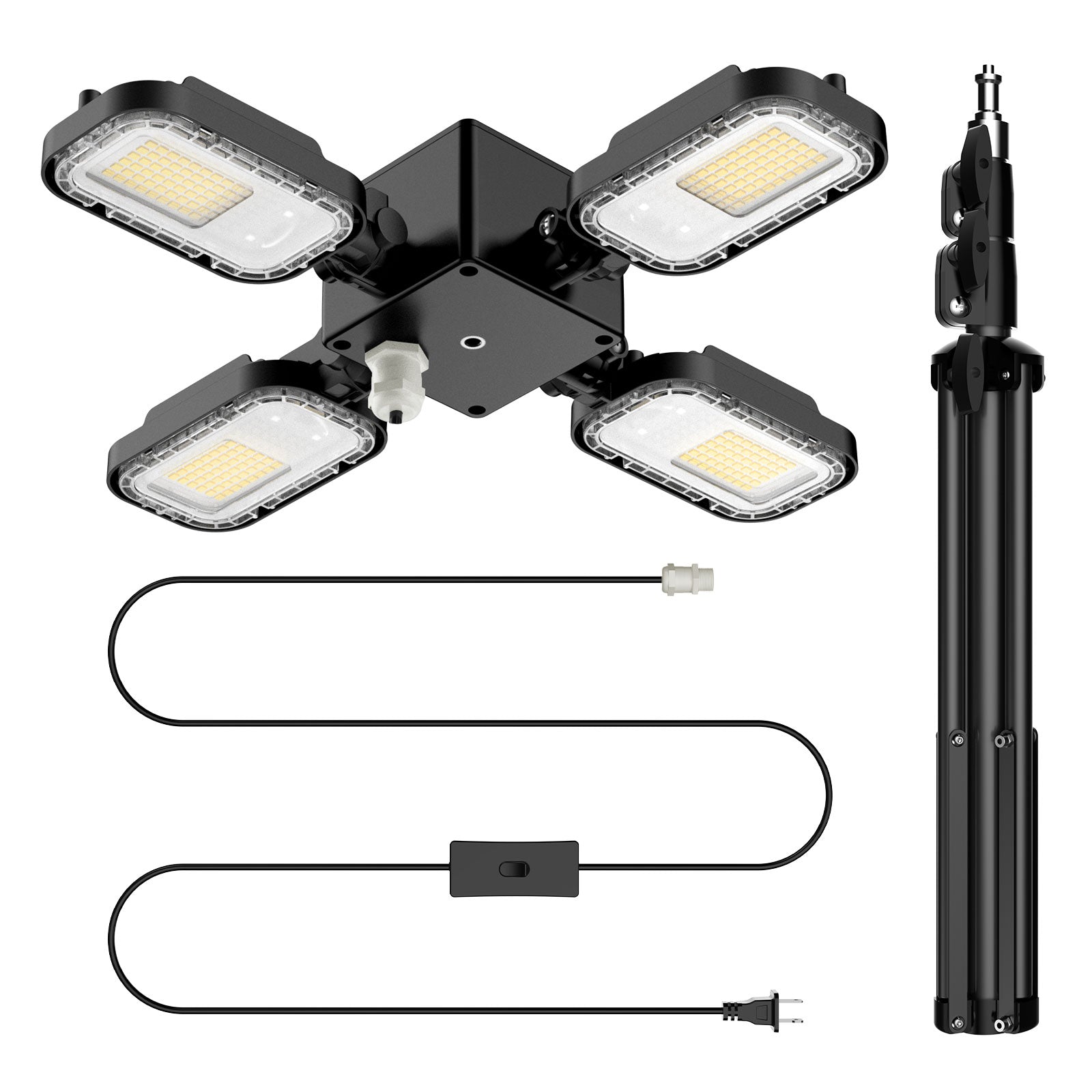 100W Adjustable 4-Head Work Light with Stand