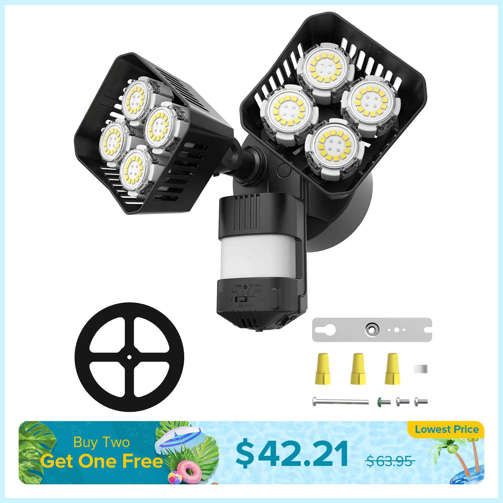 Square Upgraded 54W Led Security Light (Dusk to Dawn & Motion Sensor)(US/CA ONLY)