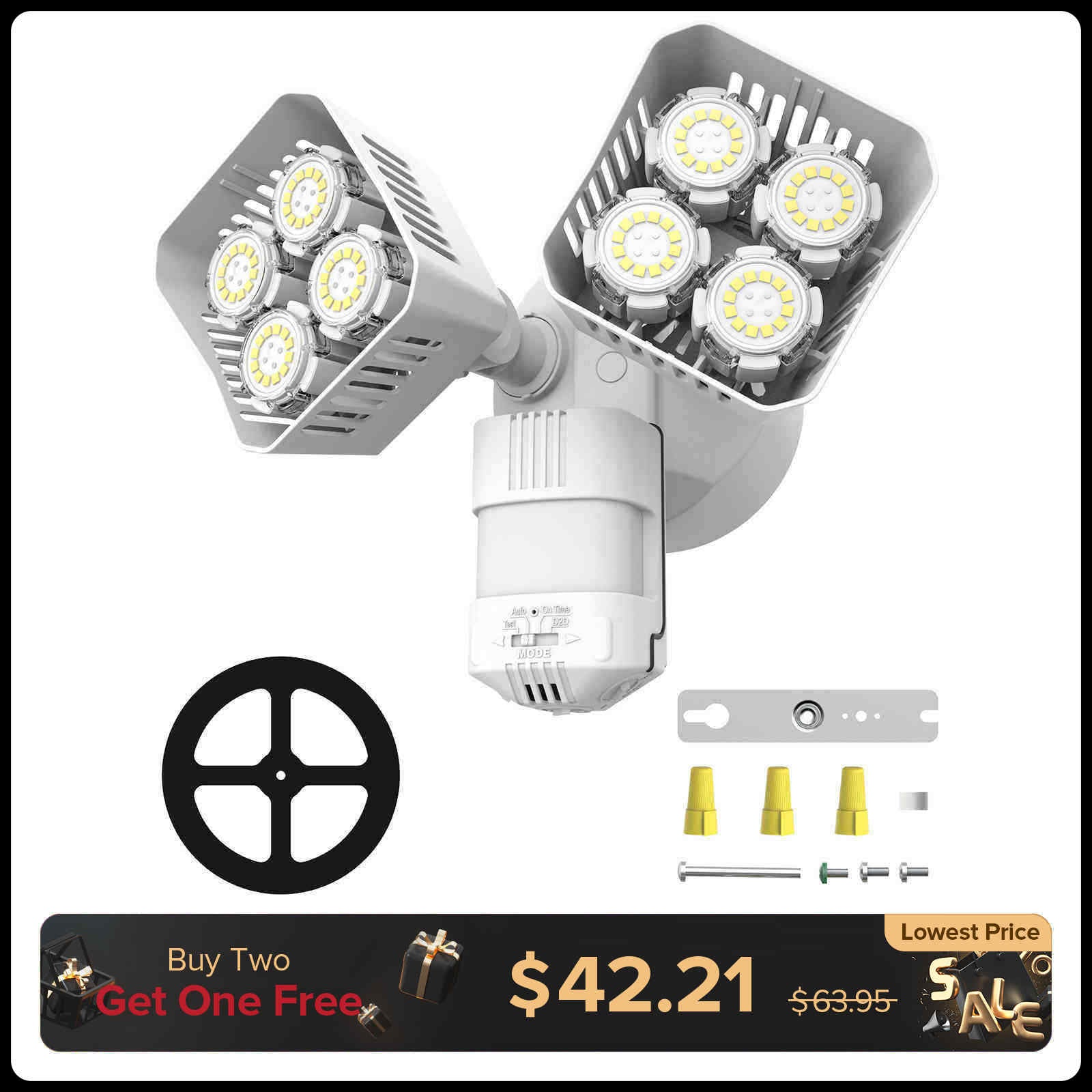 Square Upgraded 54W Led Security Light (Dusk to Dawn & Motion Sensor)(US/CA ONLY)