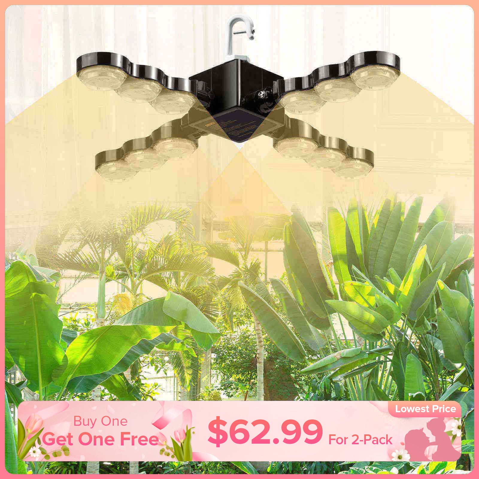60W LED Grow Light (Folding Wings & With Hook) (EU ONLY)
