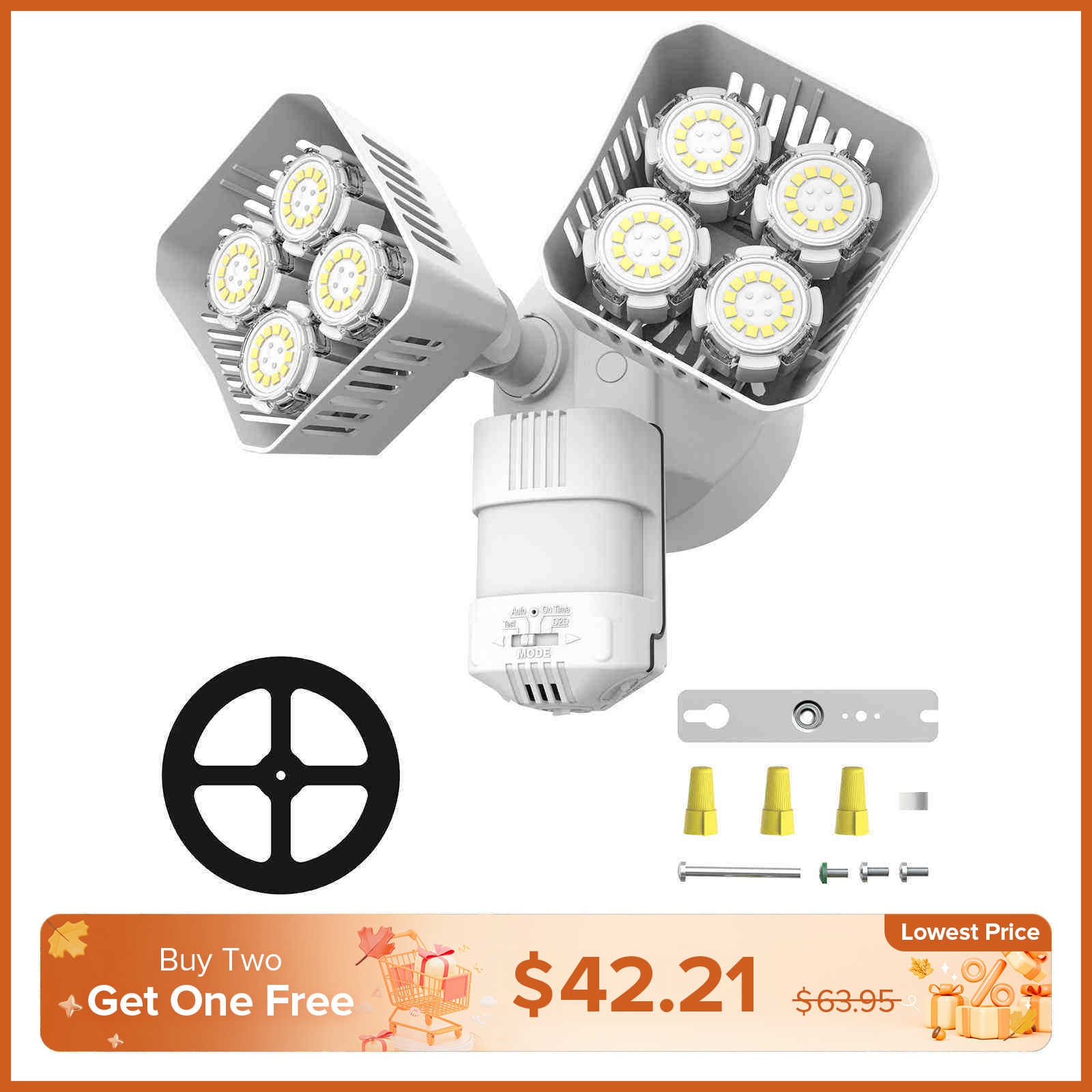 Square Upgraded 54W Led Security Light (Dusk to Dawn & Motion Sensor)(US/CA ONLY)