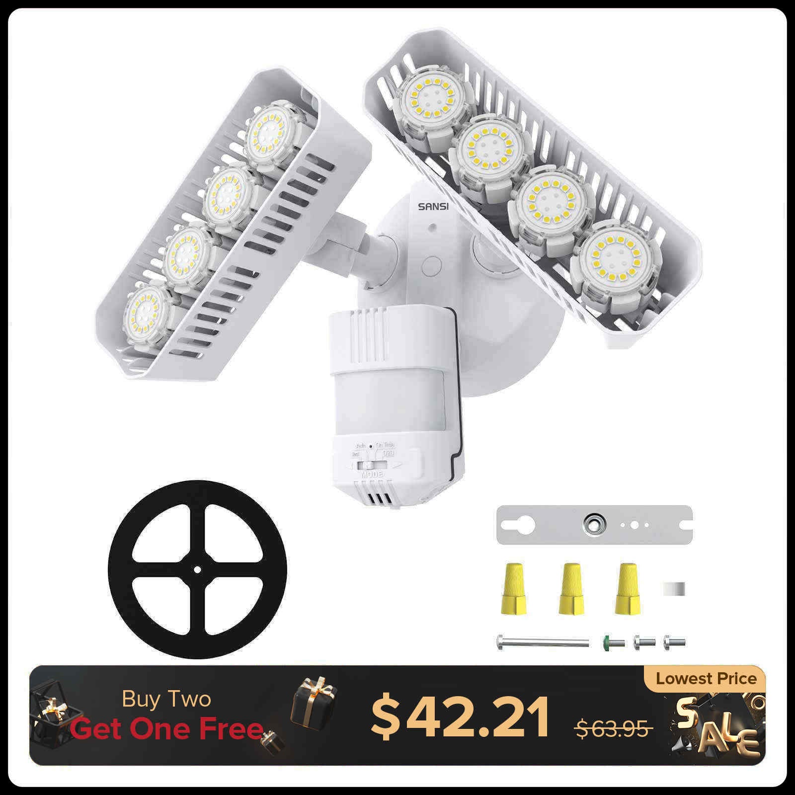 【サンイチサン】ダウンライトセット SANSI 54W LED Security Light - Ultra Bright & Energy Efficient