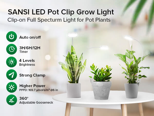 10W pot clip grow light has strong clamp and timer function