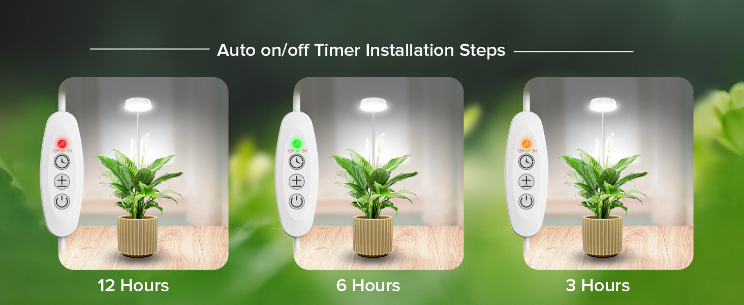 10W pot clip grow light has auto on/off timer installation steps