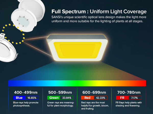 10W pot clip grow light is full spectrum and has uniform light coverage