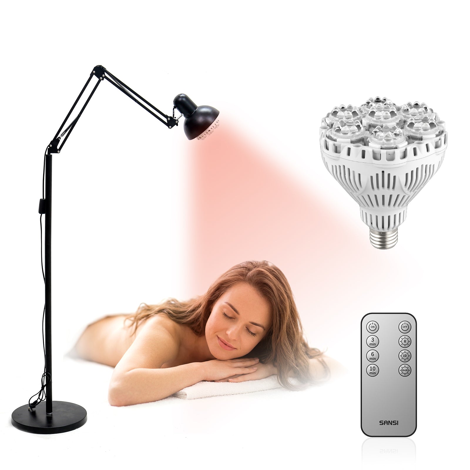 SANSI 32W Red Light Therapy for Body Face with Adjustable Stand