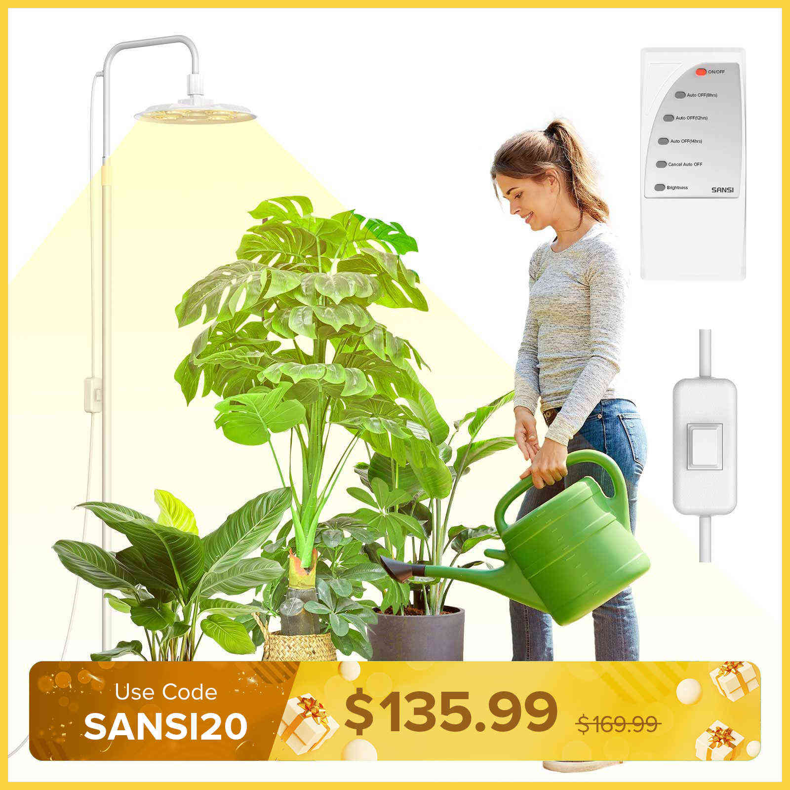 SANSI Tall Standing Grow Light With Remote Control (US ONLY)