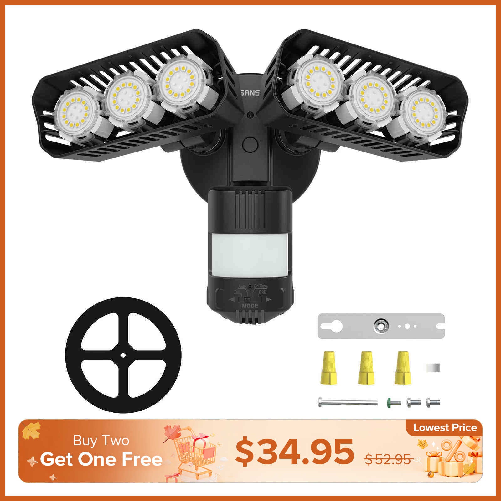 38W LED Security Light (Dusk to Dawn & Motion Sensor)(US CA ONLY)
