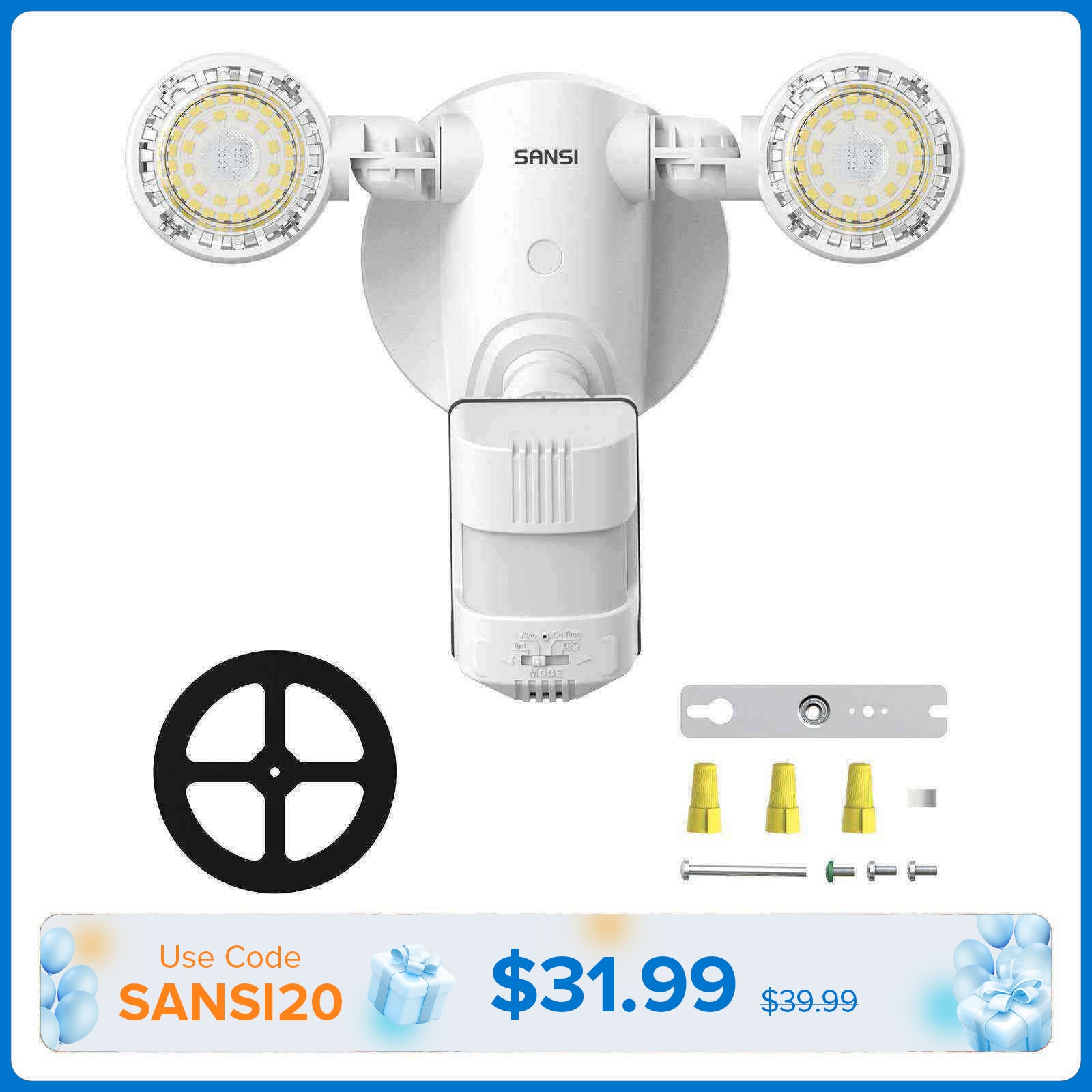 25W LED Security Light (Dusk to Dawn & Motion Sensor)(US/CA ONLY)