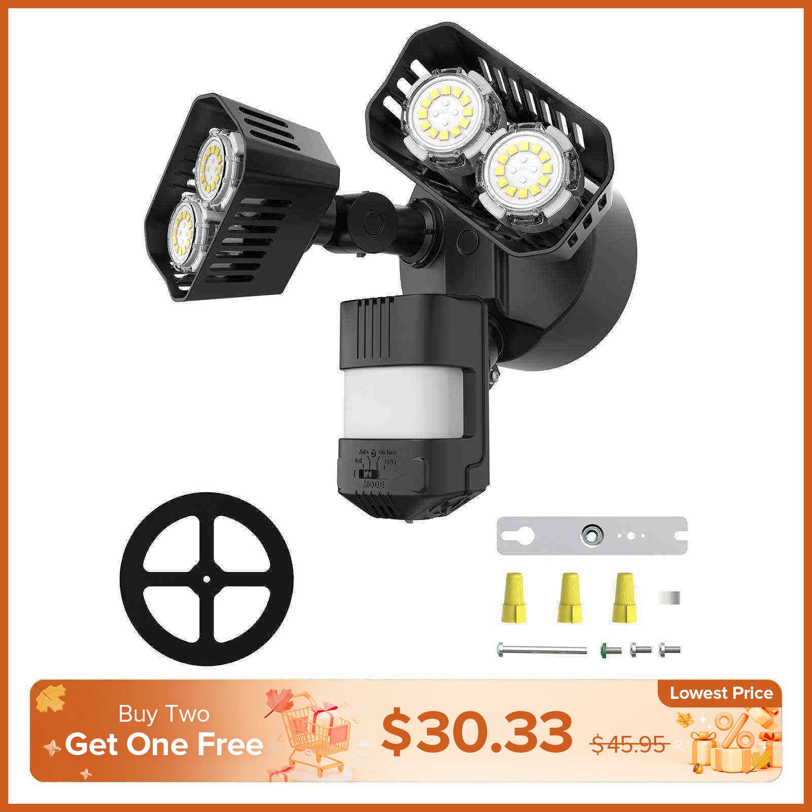 Upgraded 28W LED Security Light (Dusk to Dawn & Motion Sensor)(US ONLY)