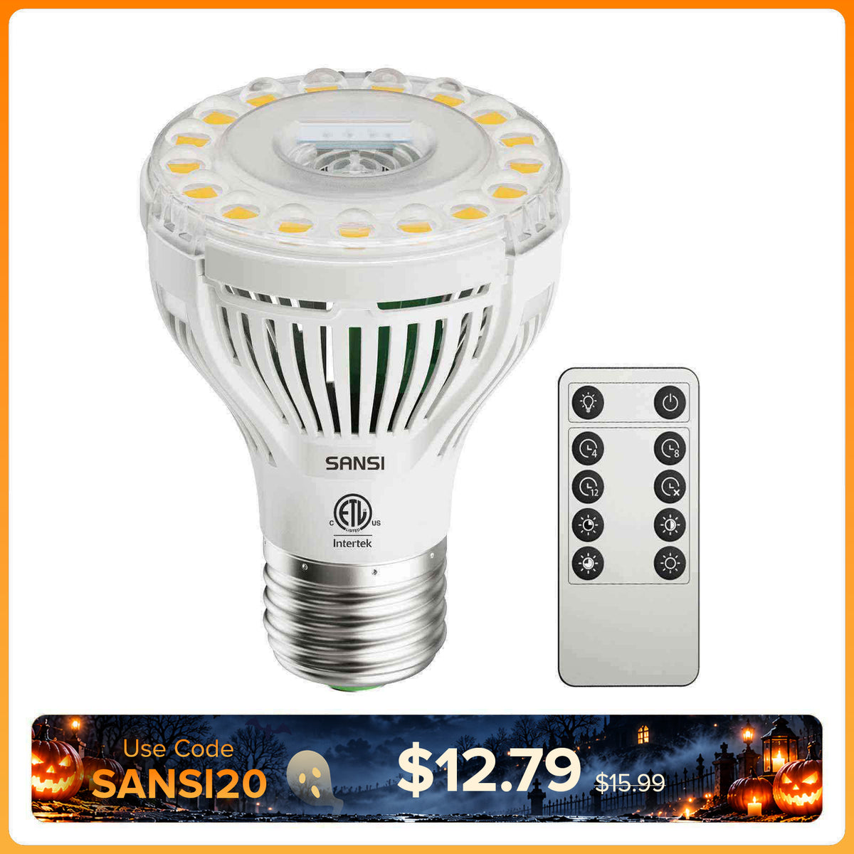 SANSI PAR20 5W LED Grow Light Bulb With Remote Control (US/CA ONLY)