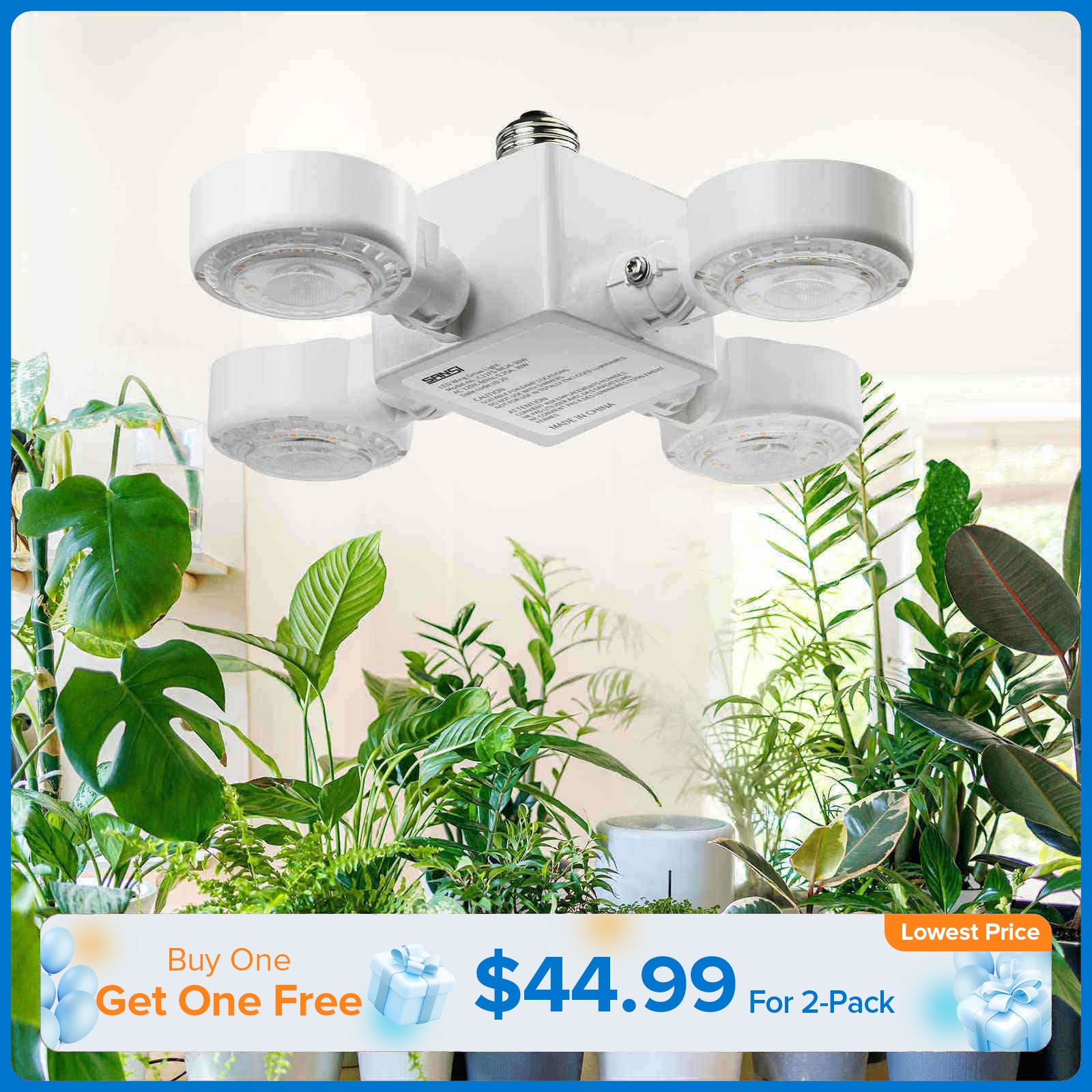 SANSI LED Grow Light with folding wings for Seeding, Indoor Plants
