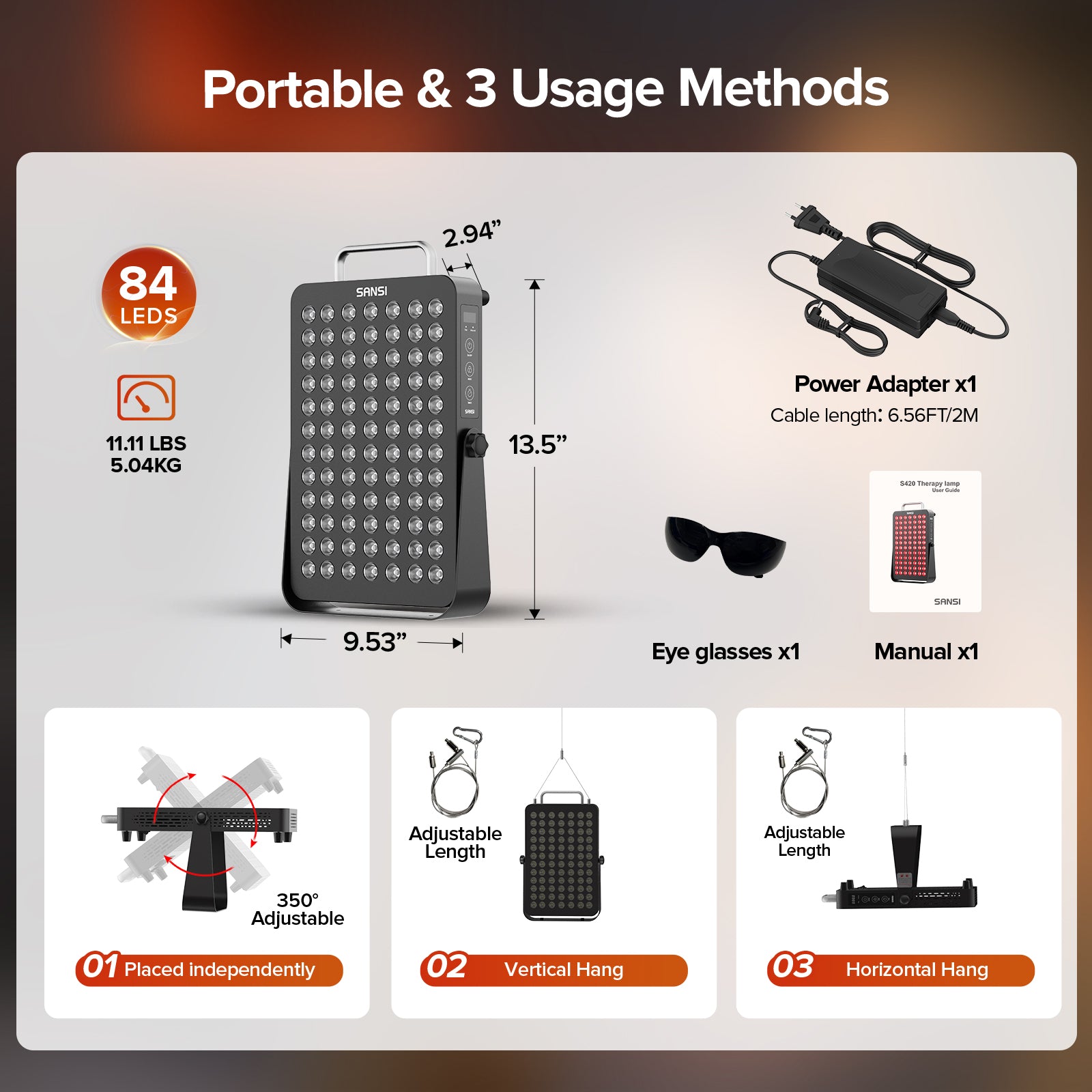 SANSI 120W Dual-Wavelength Red Light Therapy Panel