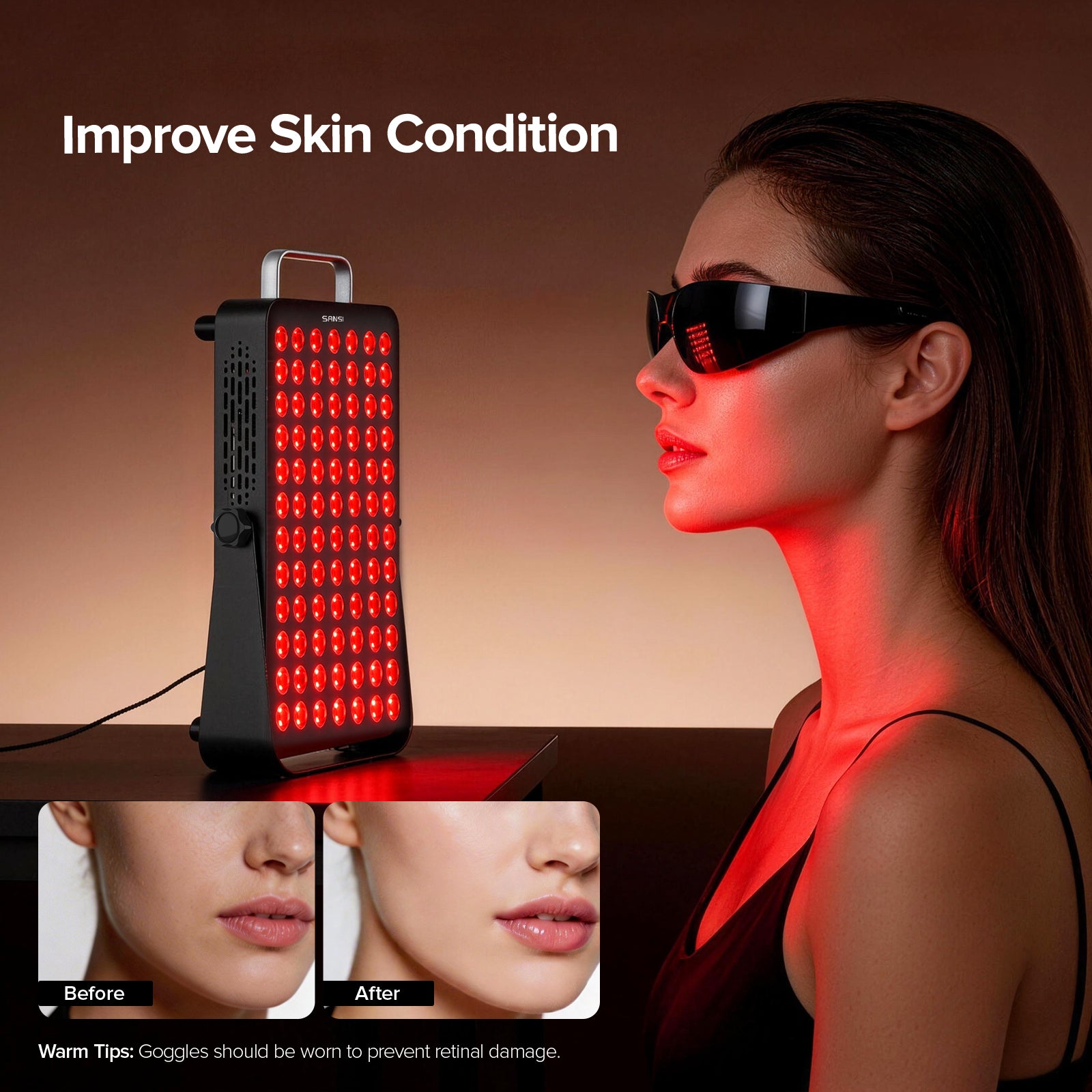SANSI 120W Dual-Wavelength Red Light Therapy Panel