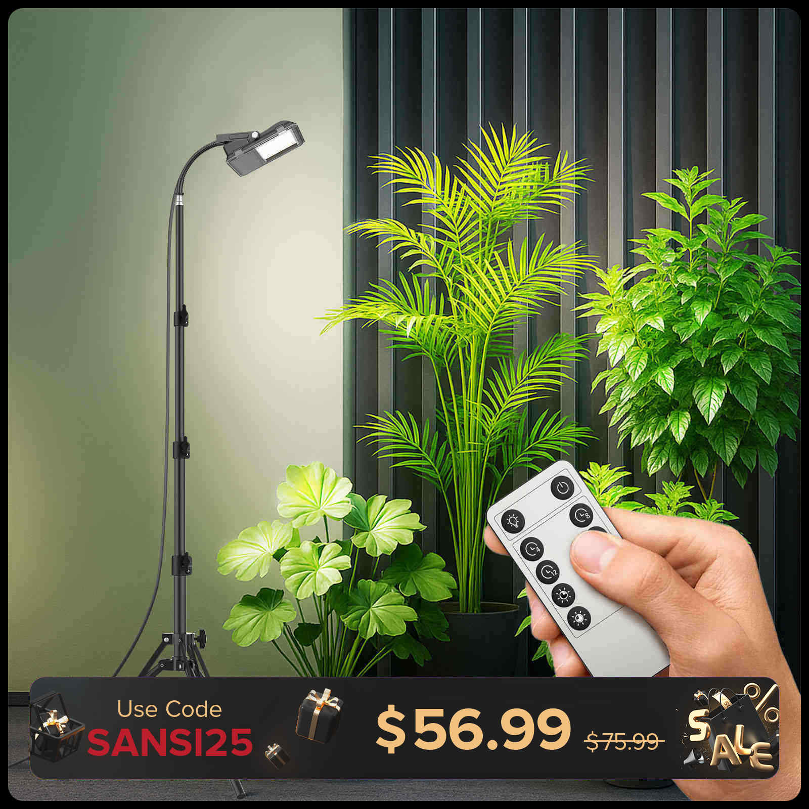 SANSI 45W LED Grow Light With Tripod Stand
