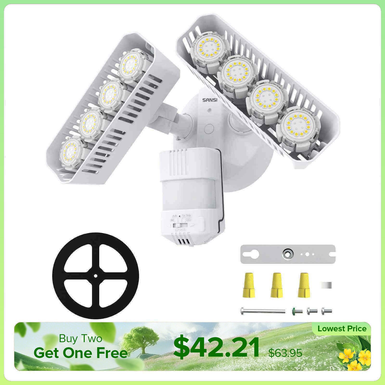 Rectangle Upgraded 54W Led Security Light (Dusk to Dawn&Motion Sensor)(US/CA ONLY)