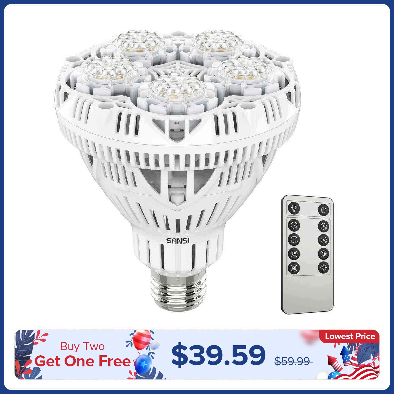 Lampadina LED per coltivazione BR30 da 30 W con telecomando (SOLO USA/CA)