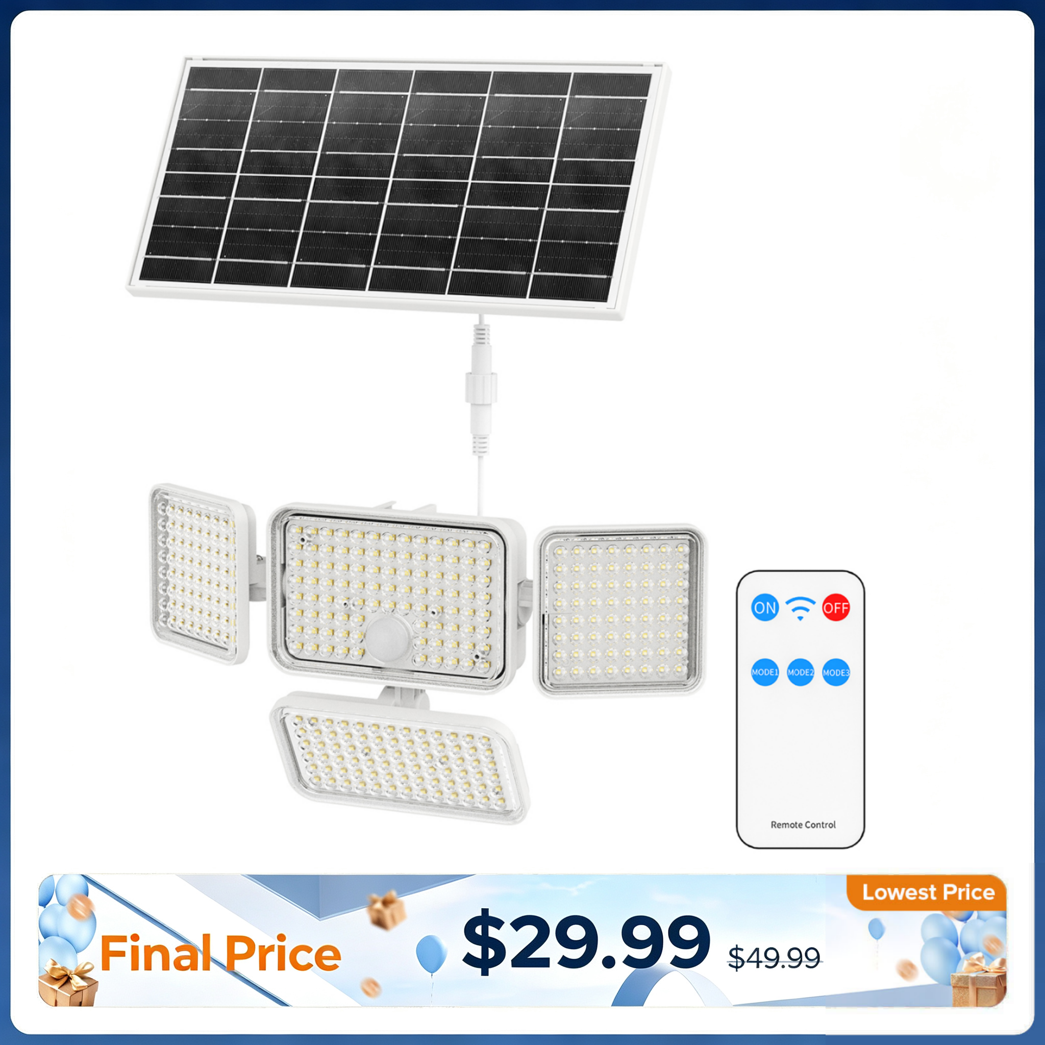 SANSI 12W Lampe de sécurité LED solaire (capteur de mouvement)